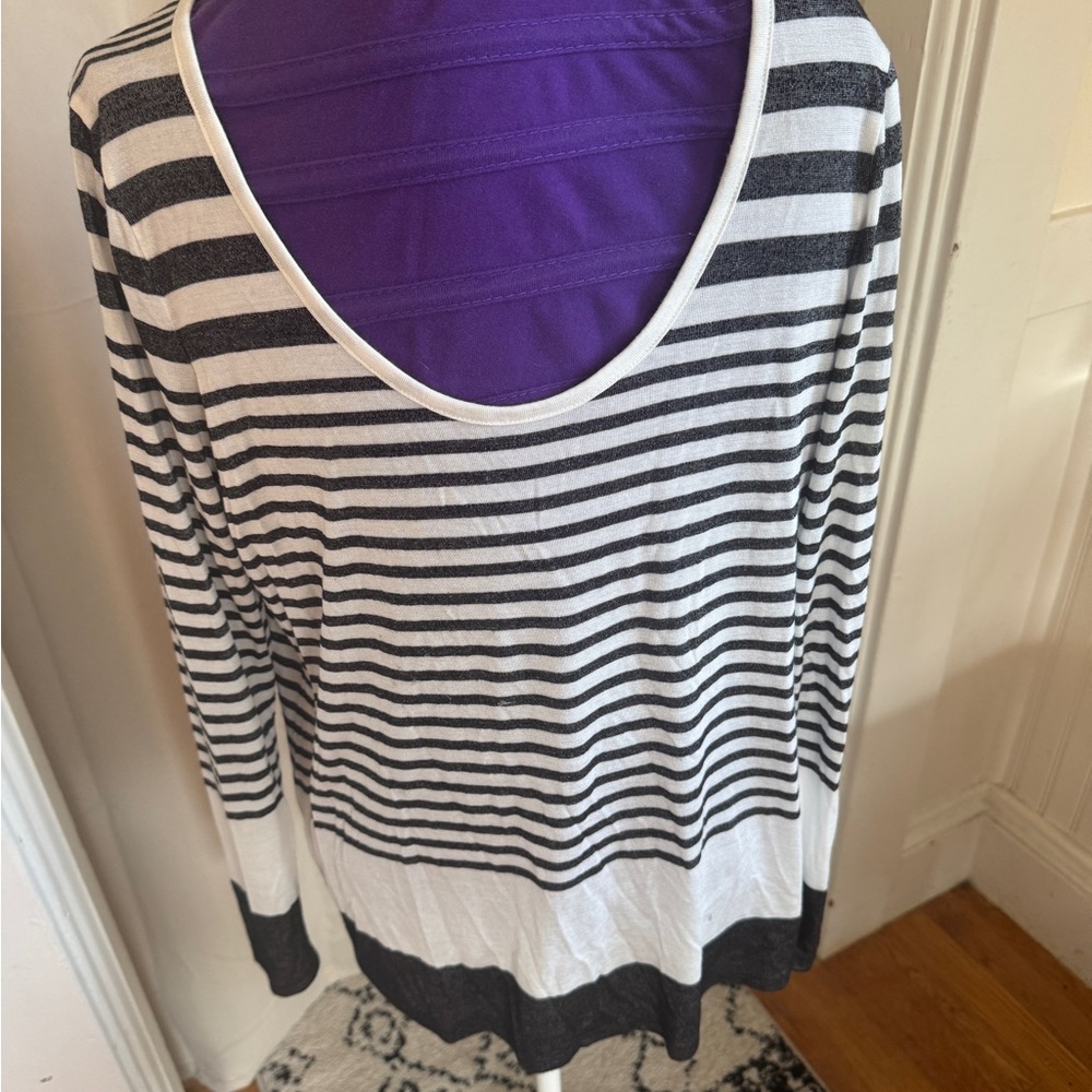 Vince Black and White Striped Top